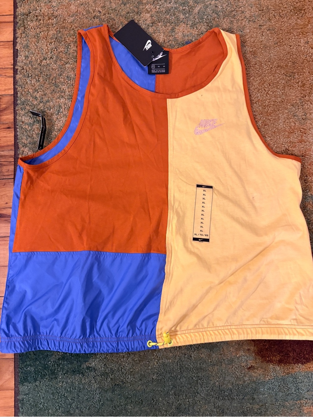 Nike Colorblock Tank Top — Rust Orange & Bright Blue